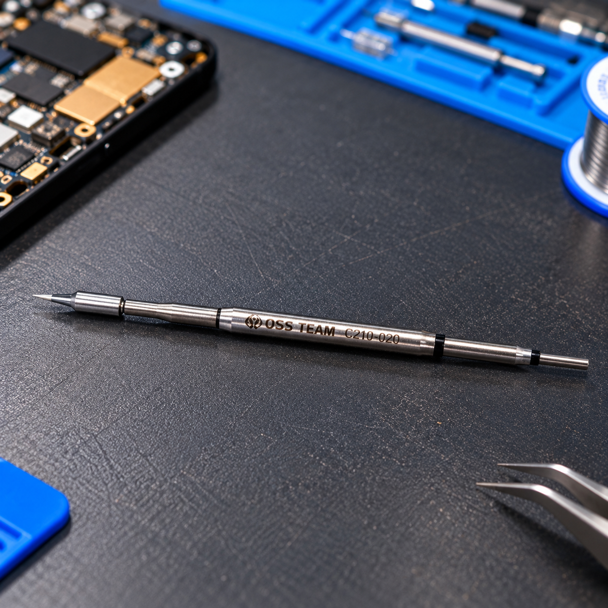 Metallic Soldering Tip on Repair Bench